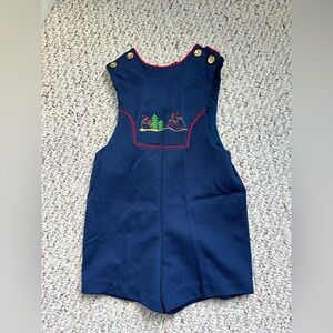 Vintage Baby Romper 6-12 Months Embroidered Skier Winter Snow Christmas Handmade